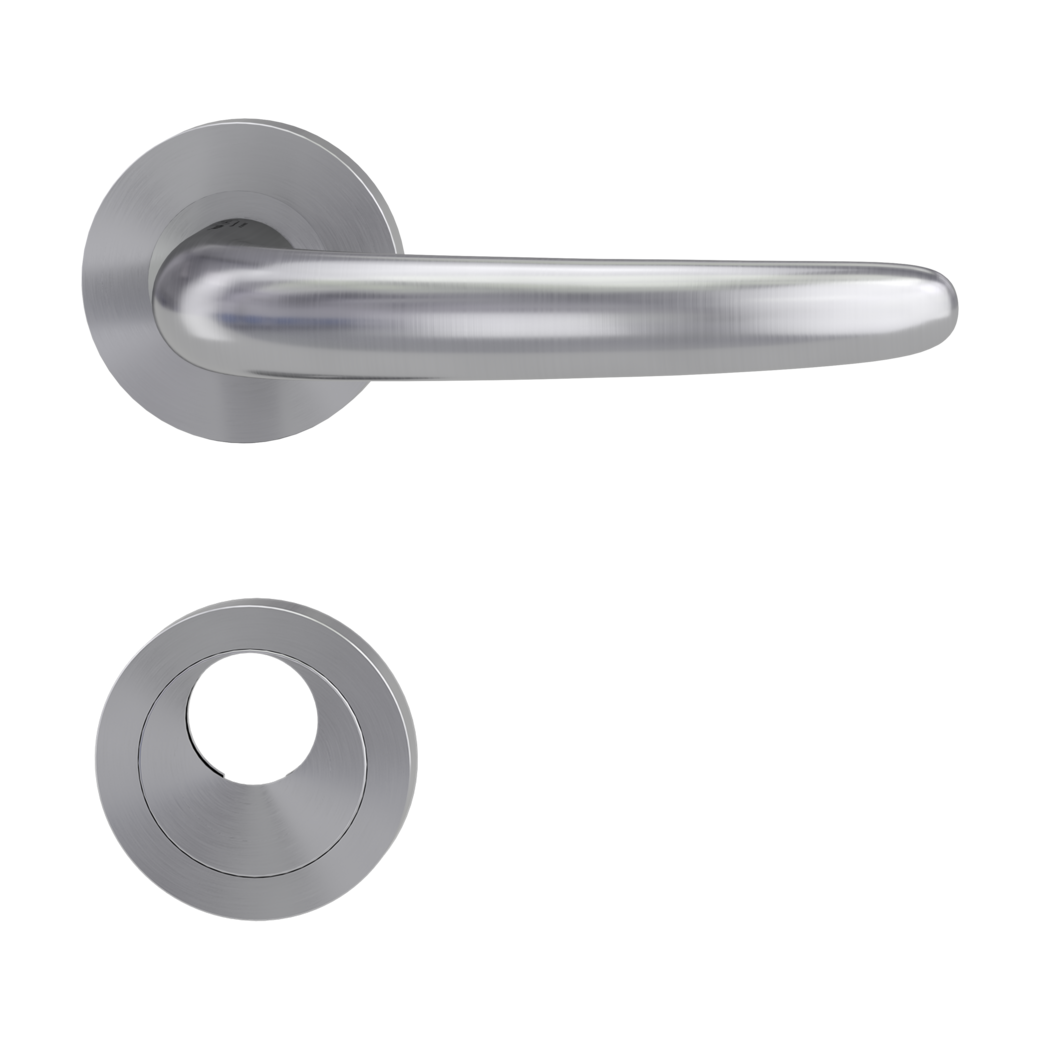 door handle set ULMER GRIFF PROF screw on cl4 rose set round swiss profile brushed steel