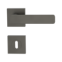Isolated product image in perfect product view shows the GRIFFWERK rose set square MINIMAL MODERN in the version mortice lock - cashmere grey - screw on technique