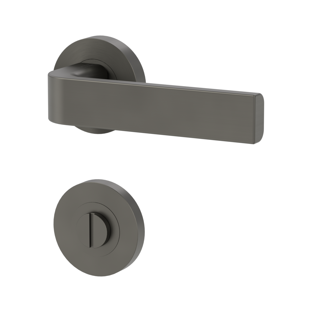 GRAPH door handle set Screw-on system GK4 round escutcheons WC cashmere grey