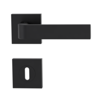 Isolated product image in perfect product view shows the GRIFFWERK rose set square GRAPH in the version mortice lock - graphite black - screw on technique