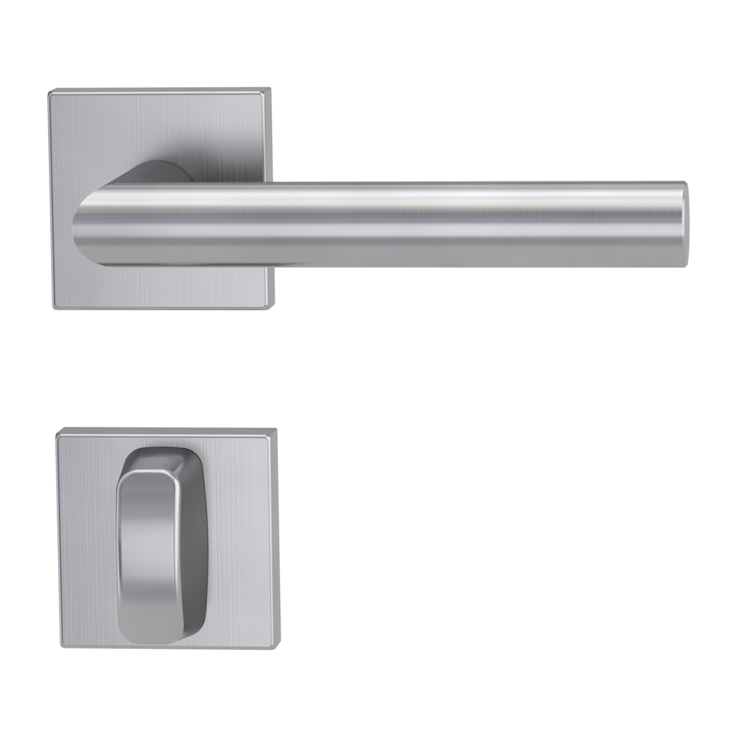 LUCIA SQUARE door handle set Clip-on sys.GK3 straight-edged escut. WC satin stainless steel