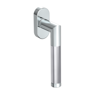 Silhouette product image in perfect product view shows the Griffwerk window handle LOREDANA in the version unlockable, polished/brushed steel