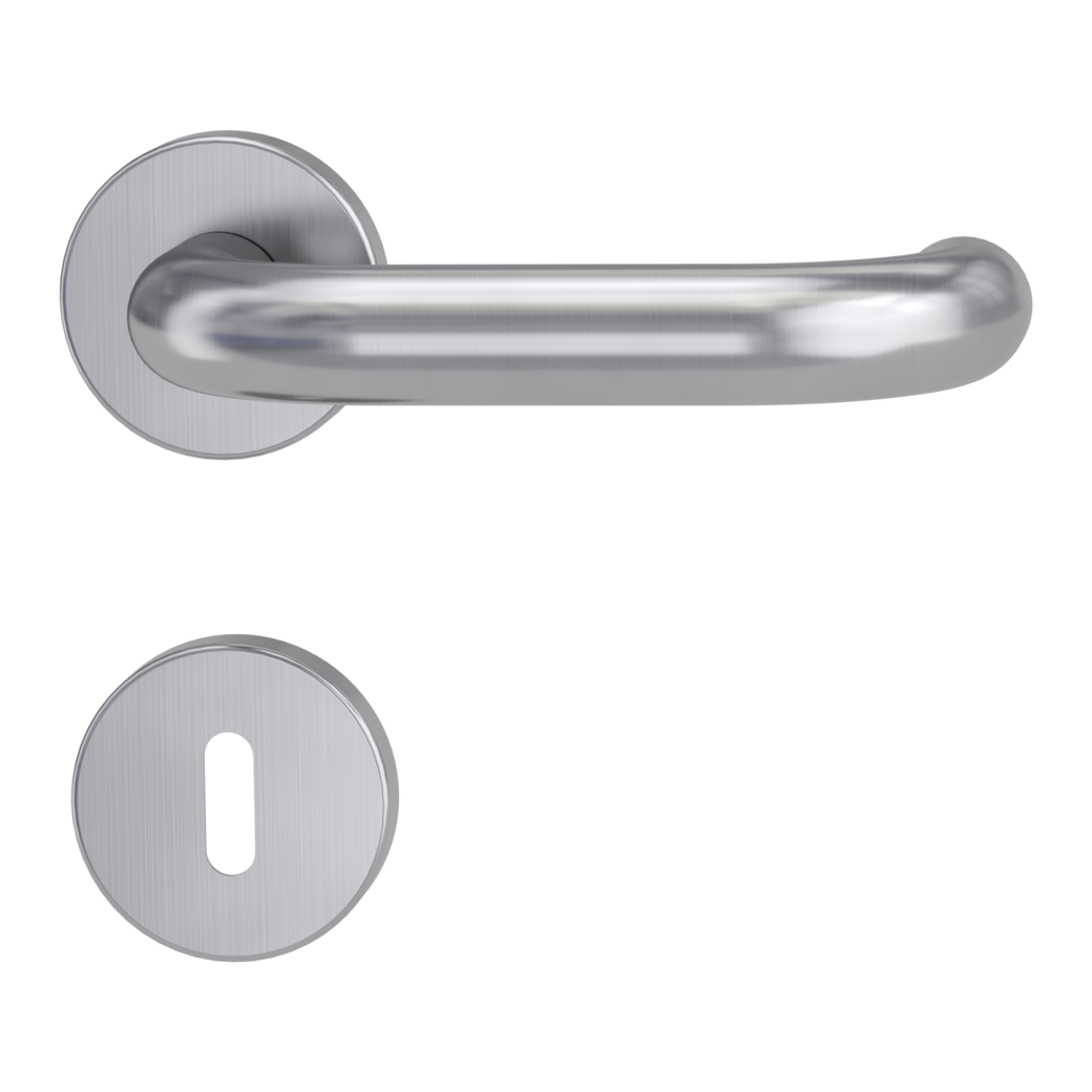 ALESSIA door handle set Clip-on system GK3 round escutcheons Satin stainless steel cipher bit