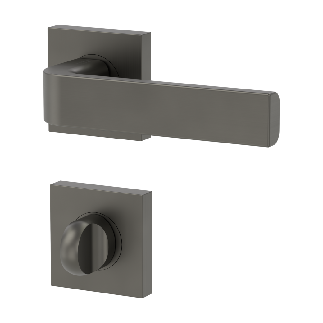 GRAPH door handle set Screw-on sys.GK4 straight-edged escut. WC cashmere grey