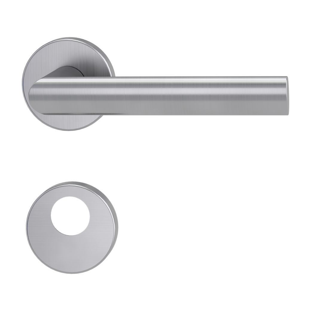 door handle set OVIDA clip on cl3 rose set round swiss profile brushed steel