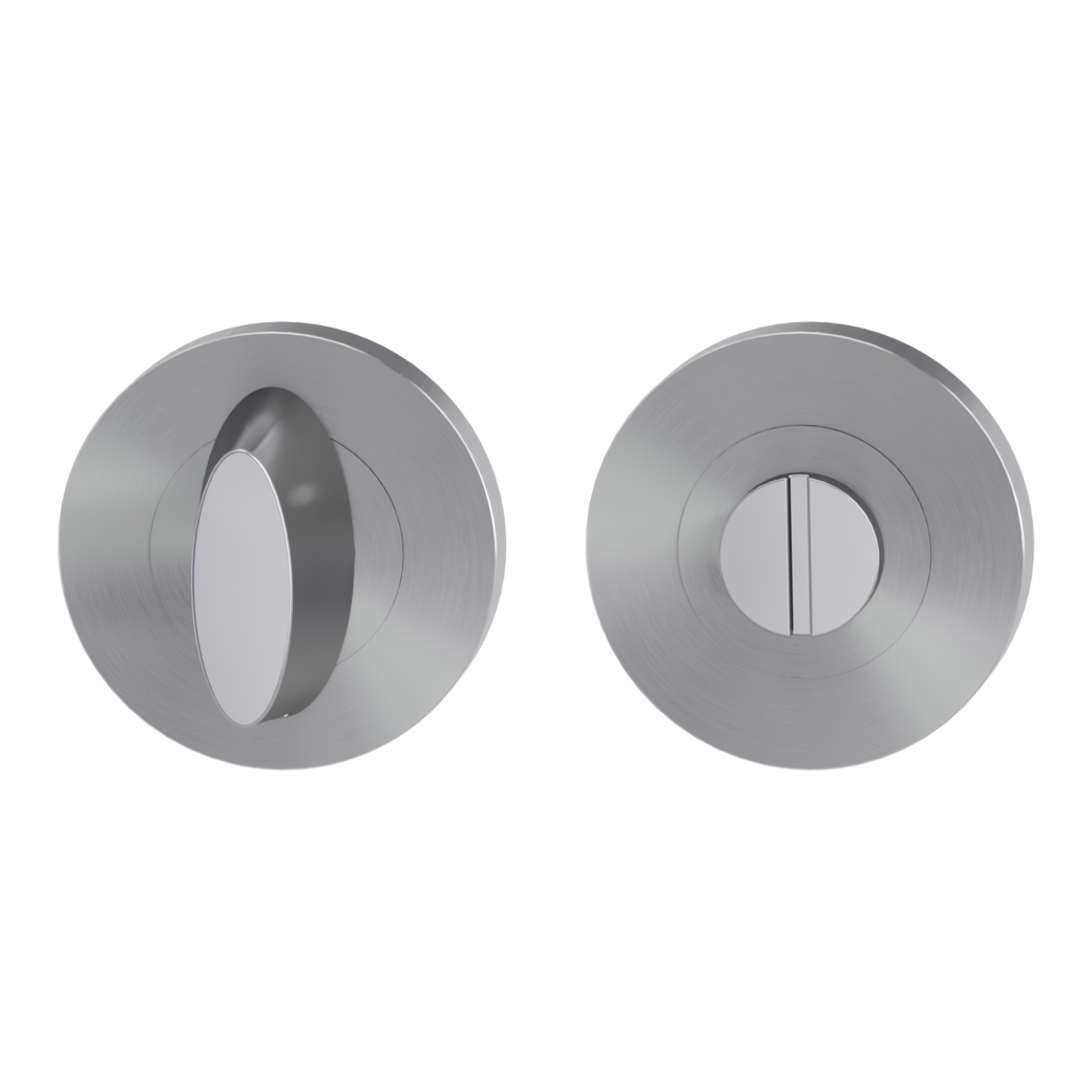 Pair of escutcheons round WC Screw-on system satin stainless steel