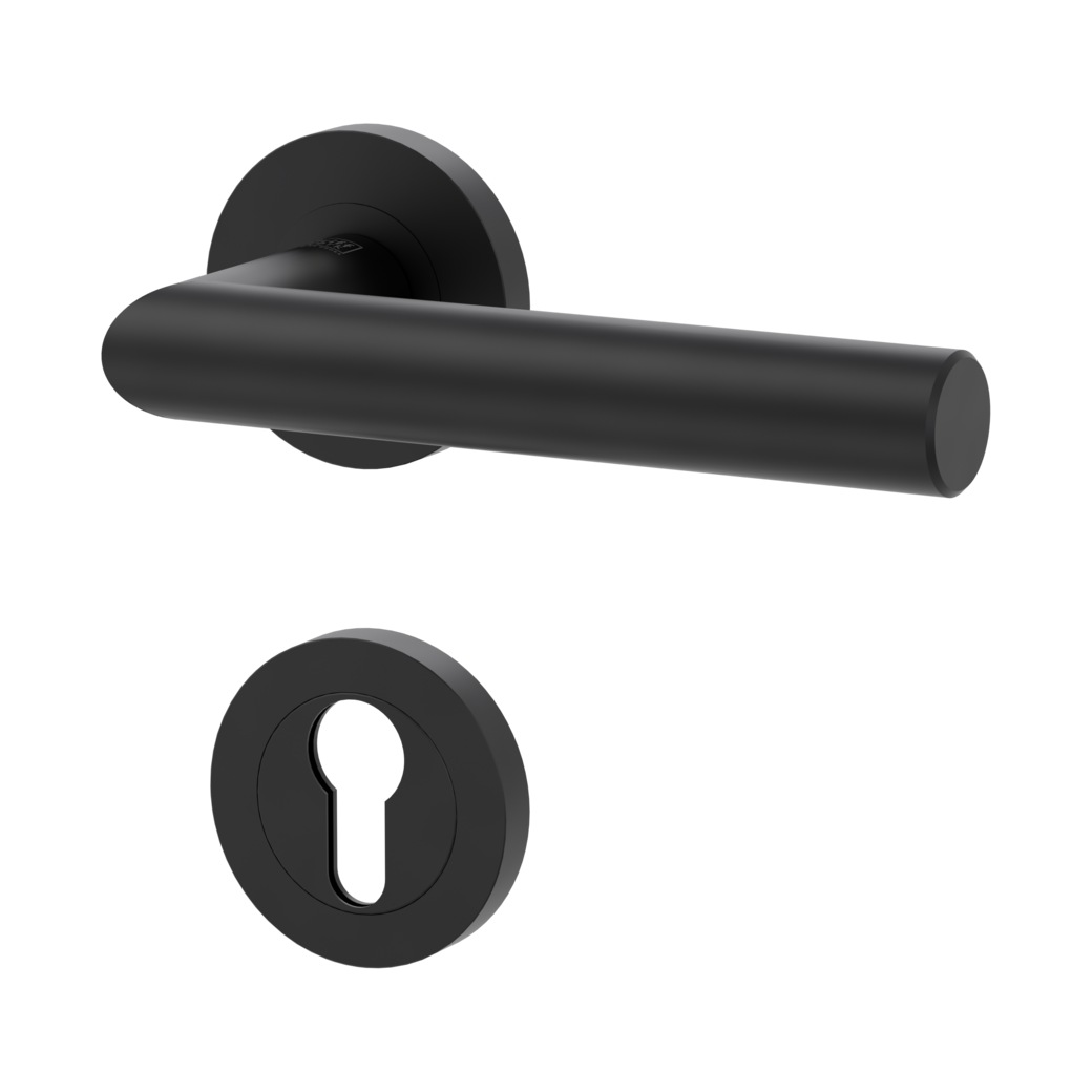 LUCIA PROF door handle set Screw-on system GK3 round escutcheons Profile cylinder graphite black