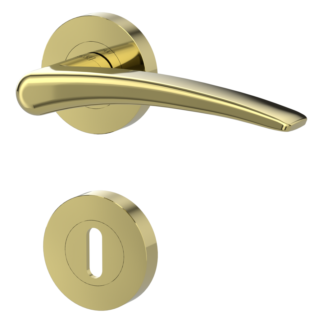 MARISA door handle set Screw-on system GK4 round escutcheons Cipher bit brass effect