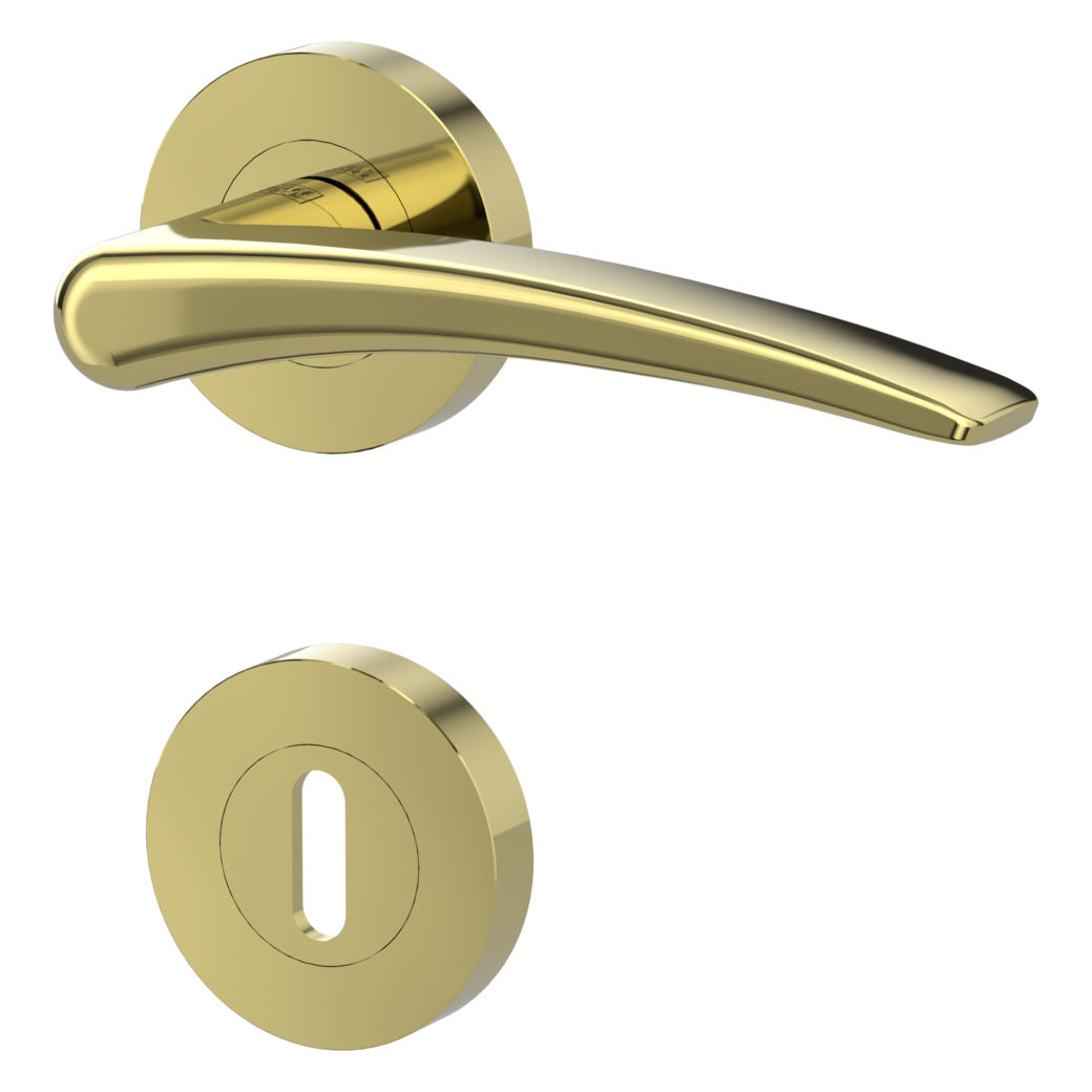 door handle set MARISA screw on cl4 rose set round mortice lock brass look