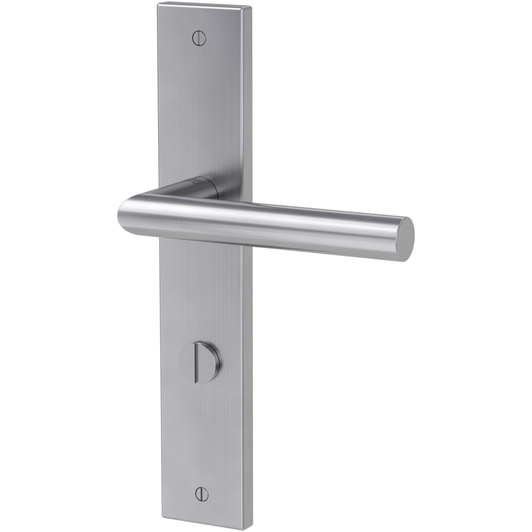 door handle set LUCIO deco screw long plate square wc brushed steel