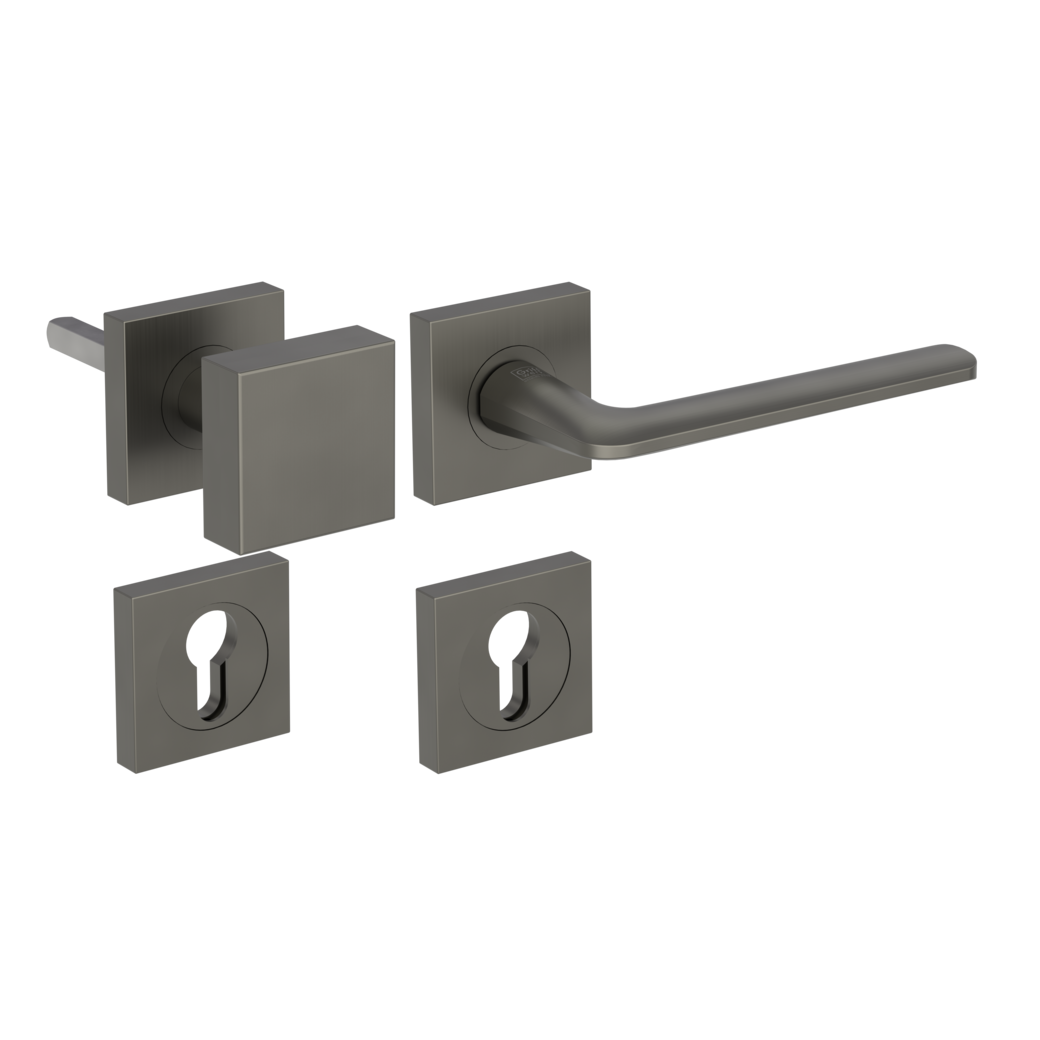 REMOTE alternate set Screw-on sys.GK4 straight-edged escut. Knob SQUARE cashmere grey R