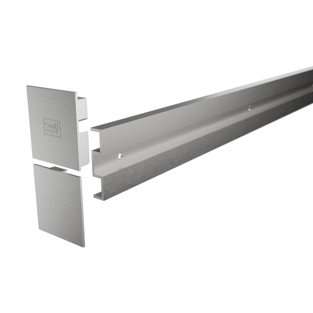 PLANEO X wall distance set 12.5 spacer profile, end caps 2200mm ﻿Satin stainless steel effect﻿/C31