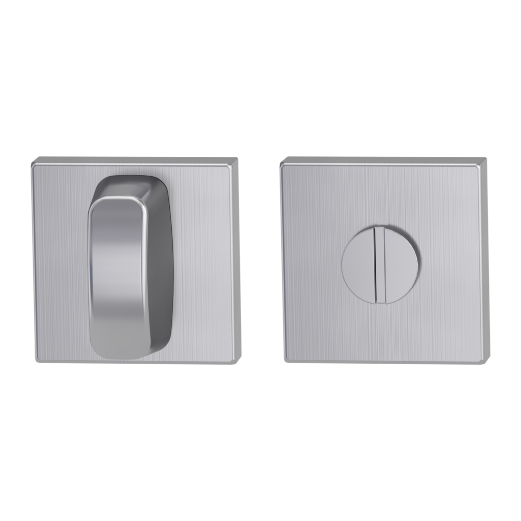 Pair of escutcheons straight-edged WC Clip-on system satin stainless steel