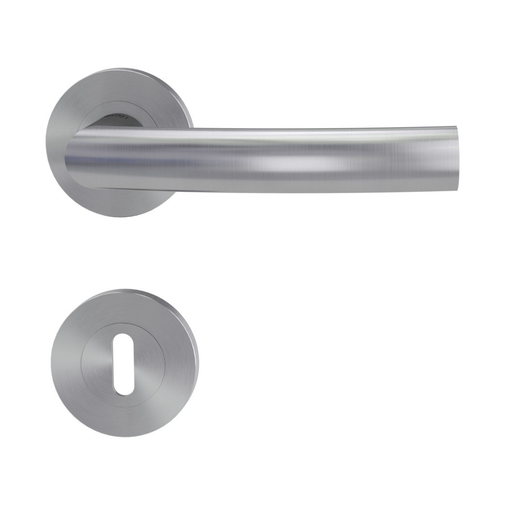 LORITA PROF door handle set Screw-on system GK3 round escutcheons Satin stainless steel cipher bit