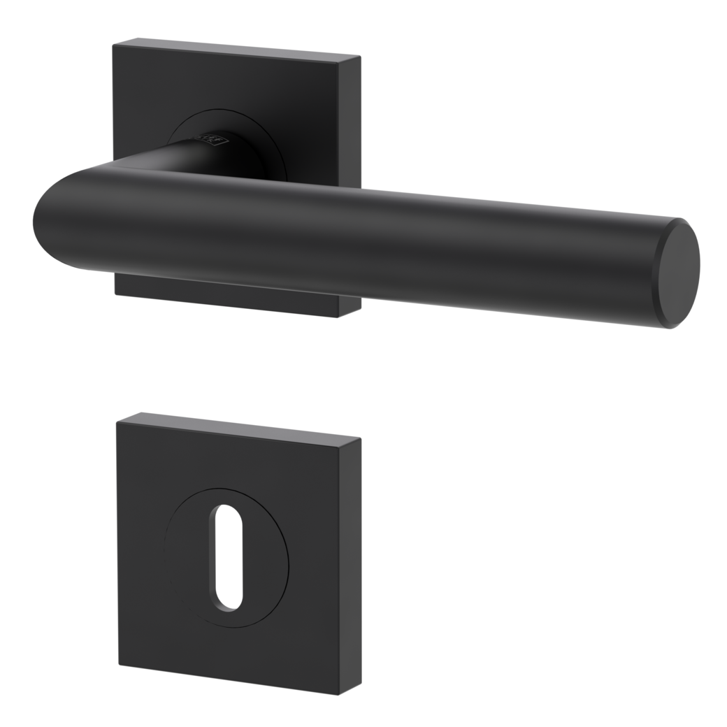 LUCIA PROF door handle set Screw-on sys.GK3 straight-edged escut. Cipher bit graphite black