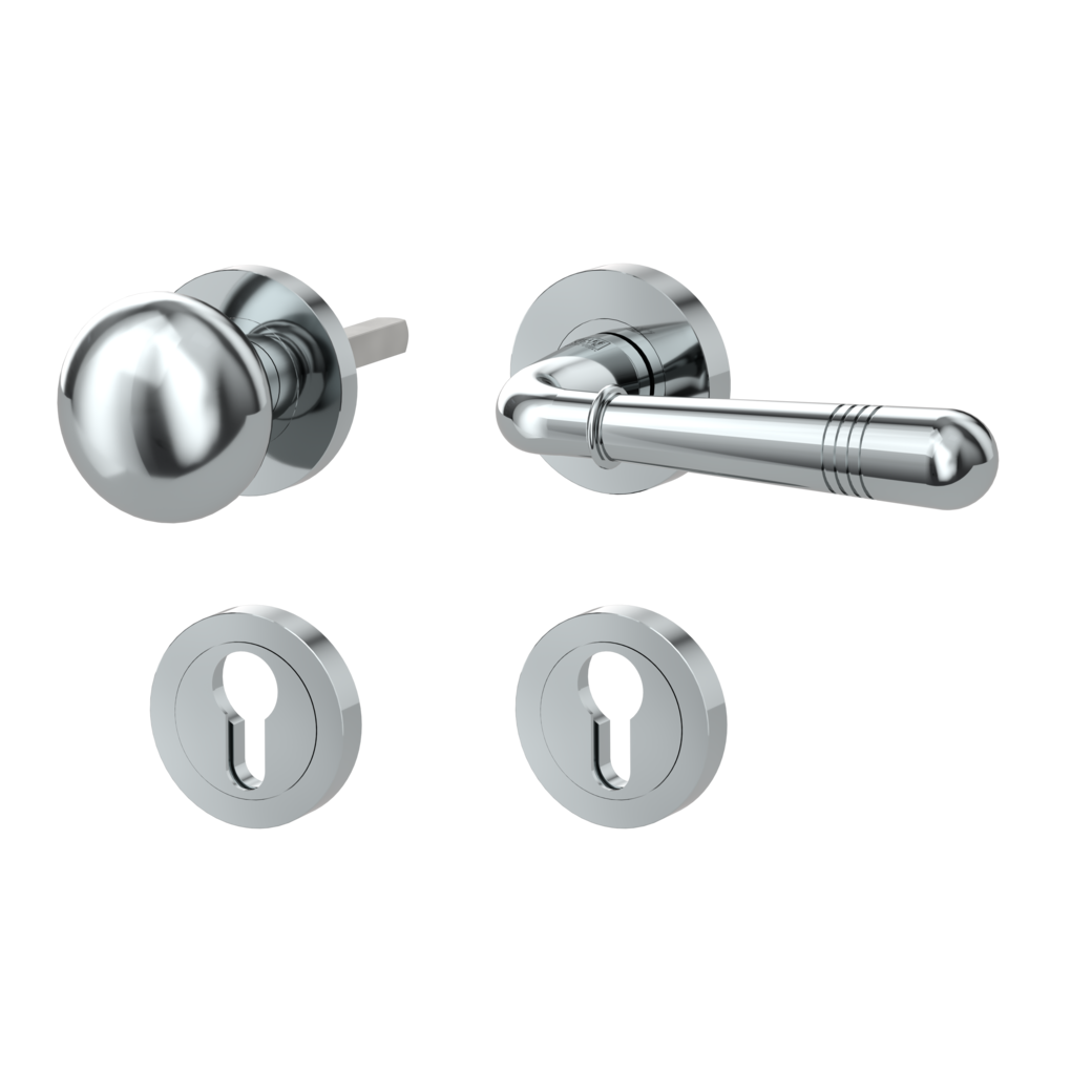 knob handle rose set FABIA screw on cl4 rose set round knob R21 chrome R