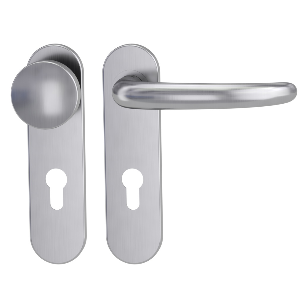 knob handle rose set ULMER GRIFF PROF screw on panic short plate round knob R2 38-50mm brushed steel R