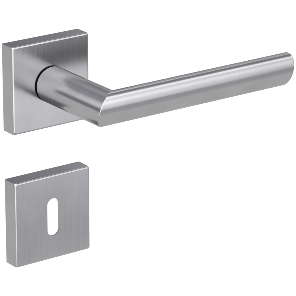 door handle set OVIDA QUATTRO clip on cl3 rose set square mortice lock brushed steel