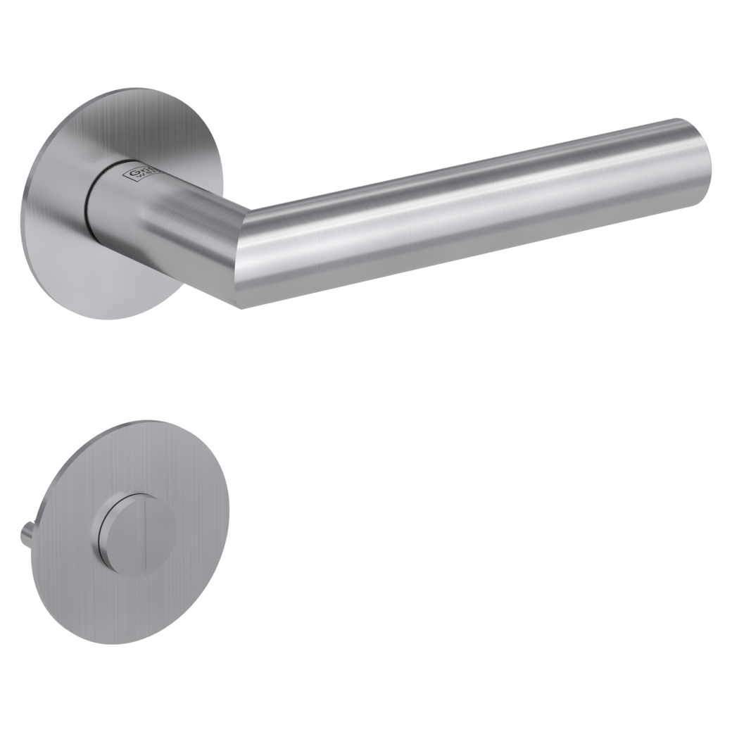 door handle set LUCIA PIATTA S flat rose rose set round wc brushed steel