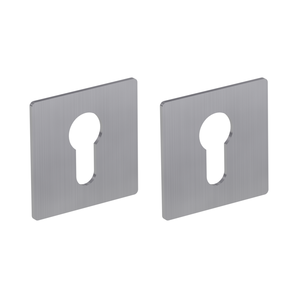 Pair of escutcheons straight-edged profile cylinder Flat escutcheon stainless steel matt