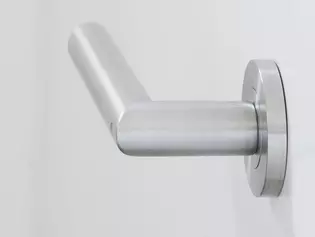 The picture shows the assembled Door handle Lucia in the Finish Satin stainless steel.