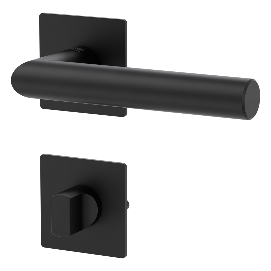 LUCIA PIATTA S QUATTRO door handle set Flat escutcheons straight-edged WC graphite black