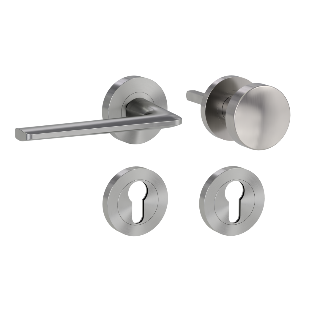 REMOTE alternate set Screw-on system GK4 round escutcheons Knob R2 velvet grey L