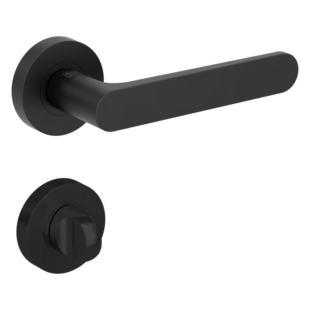 AVUS door handle set Screw-on system GK4 round escutcheons WC graphite black