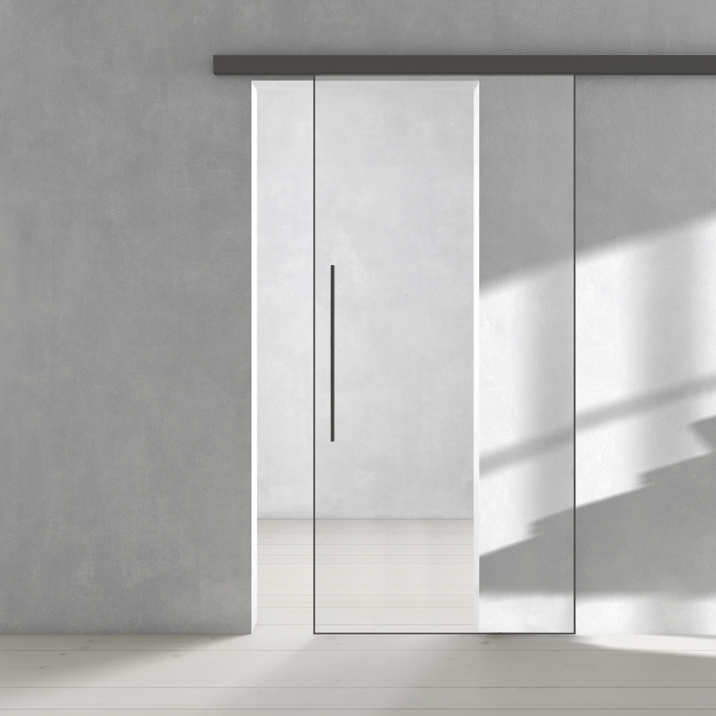 sliding glass door CLARITY 510 TSG PURE WHITE clear 935x2058x8mm incl. AIR silent cashmere grey