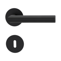 Freigestelltes Produktbild im idealen Blickwinkel fotografiert zeigt die GRIFFWERK Rosettengarnitur LUCIA PIATTA S in der Ausführung Buntbart - Graphitschwarz - Flachrosette