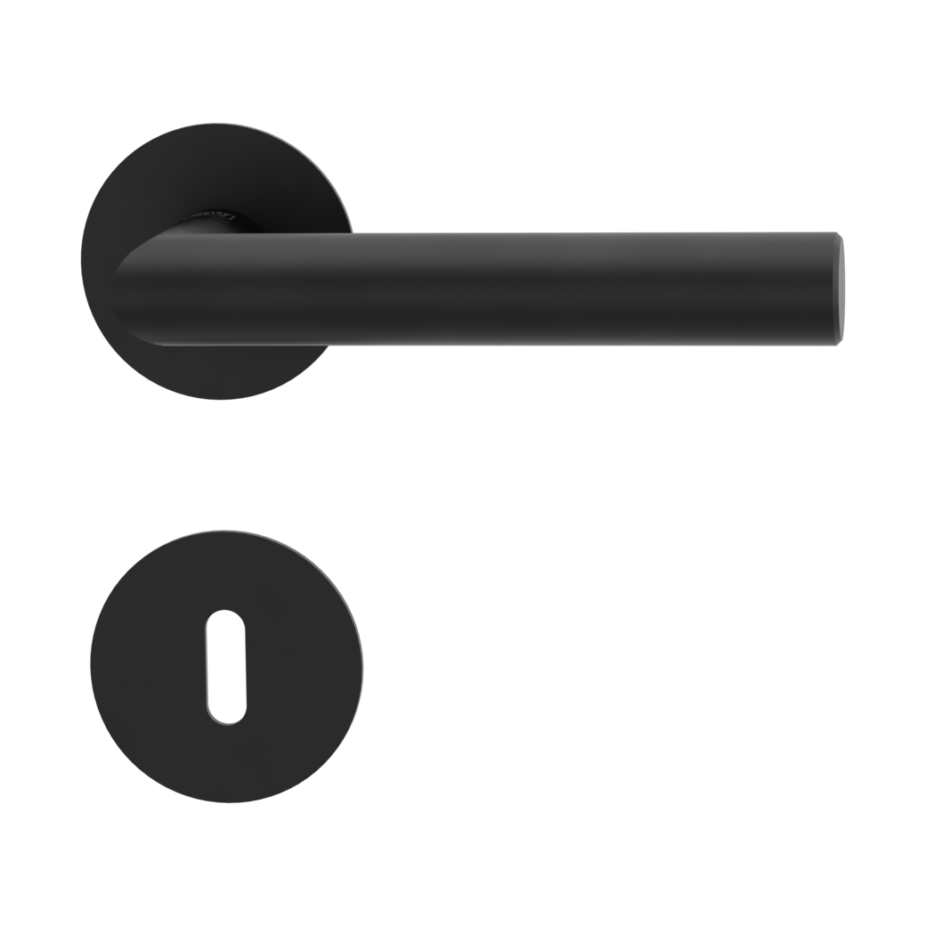 door handle set LUCIA PIATTA S flat rose rose set round mortice lock graphite black