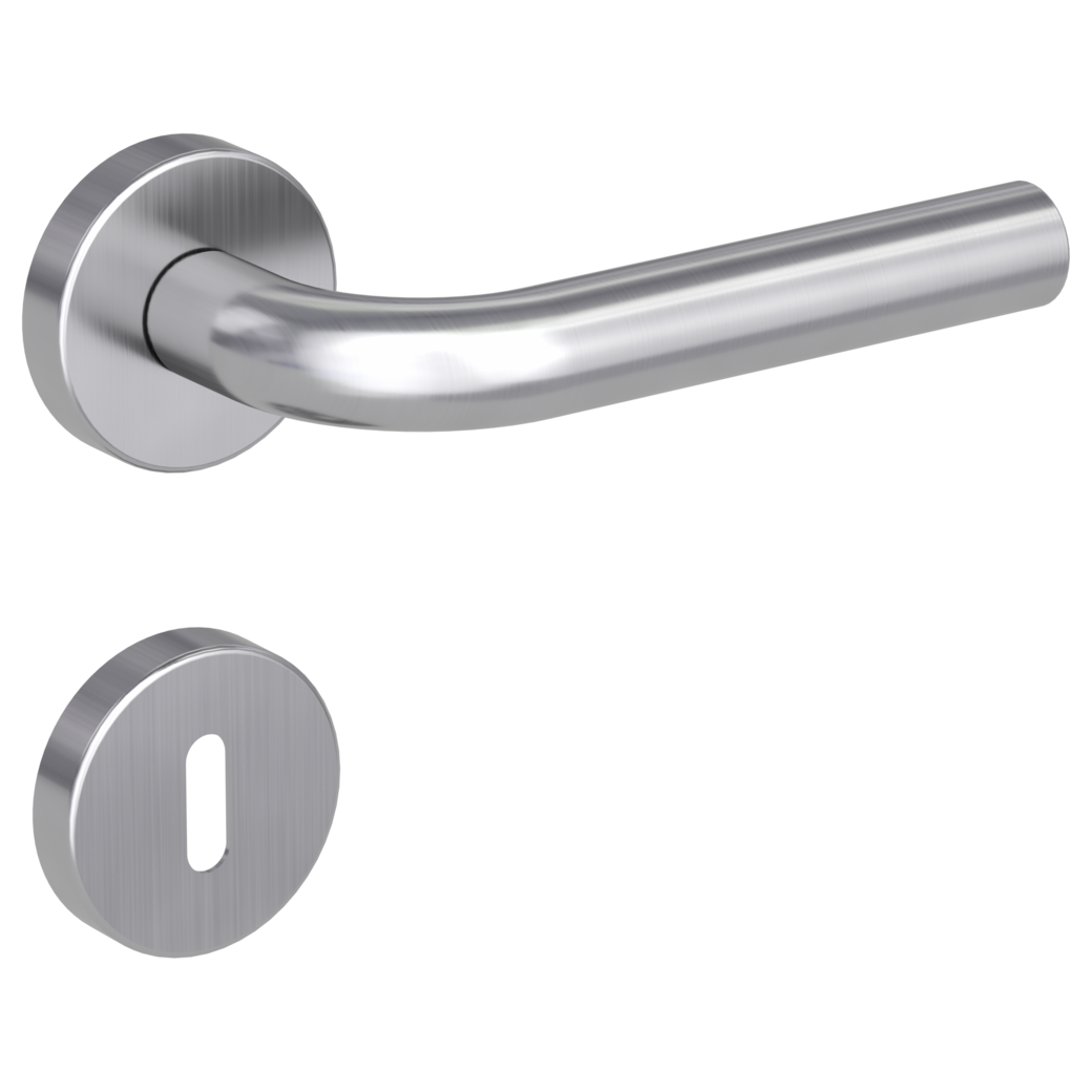 door handle set DANIELA clip on cl3 rose set round mortice lock brushed steel
