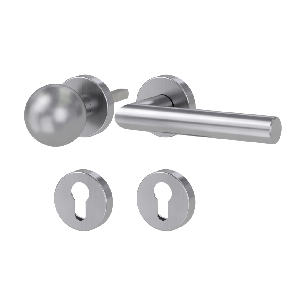 knob handle rose set LUCIA clip on cl3 rose set round knob R4 brushed steel R