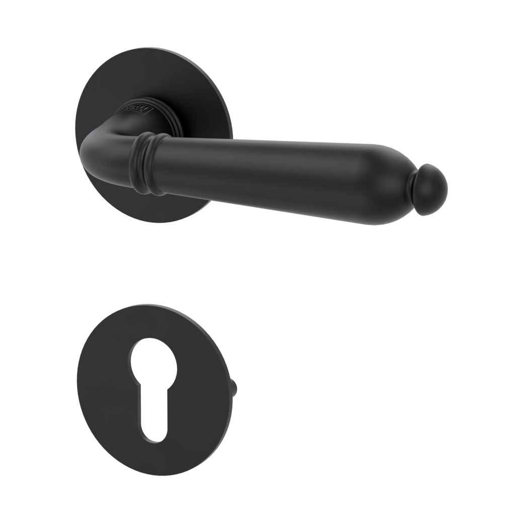 door handle set CAROLA PIATTA S flat rose rose set round euro profile graphite black