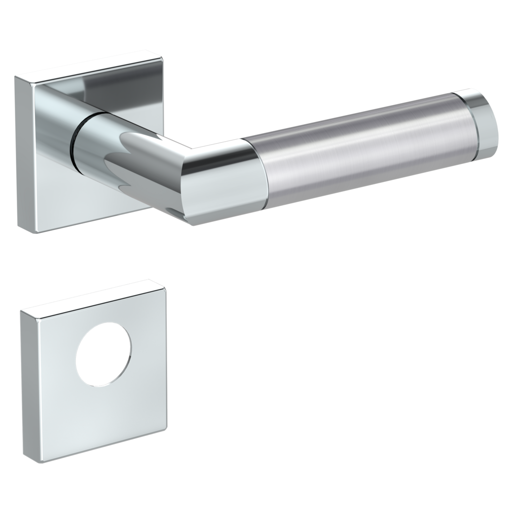 door handle set CHRISTINA QUATTRO clip on cl3 rose set square swiss profile polished/brushed steel