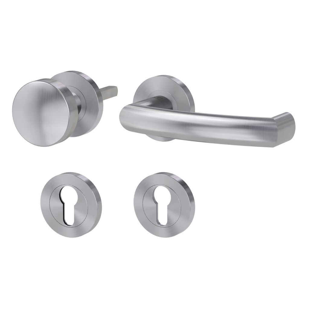 knob handle rose set LORITA PROF screw on panic rose set round knob R2 38-50mm brushed steel R