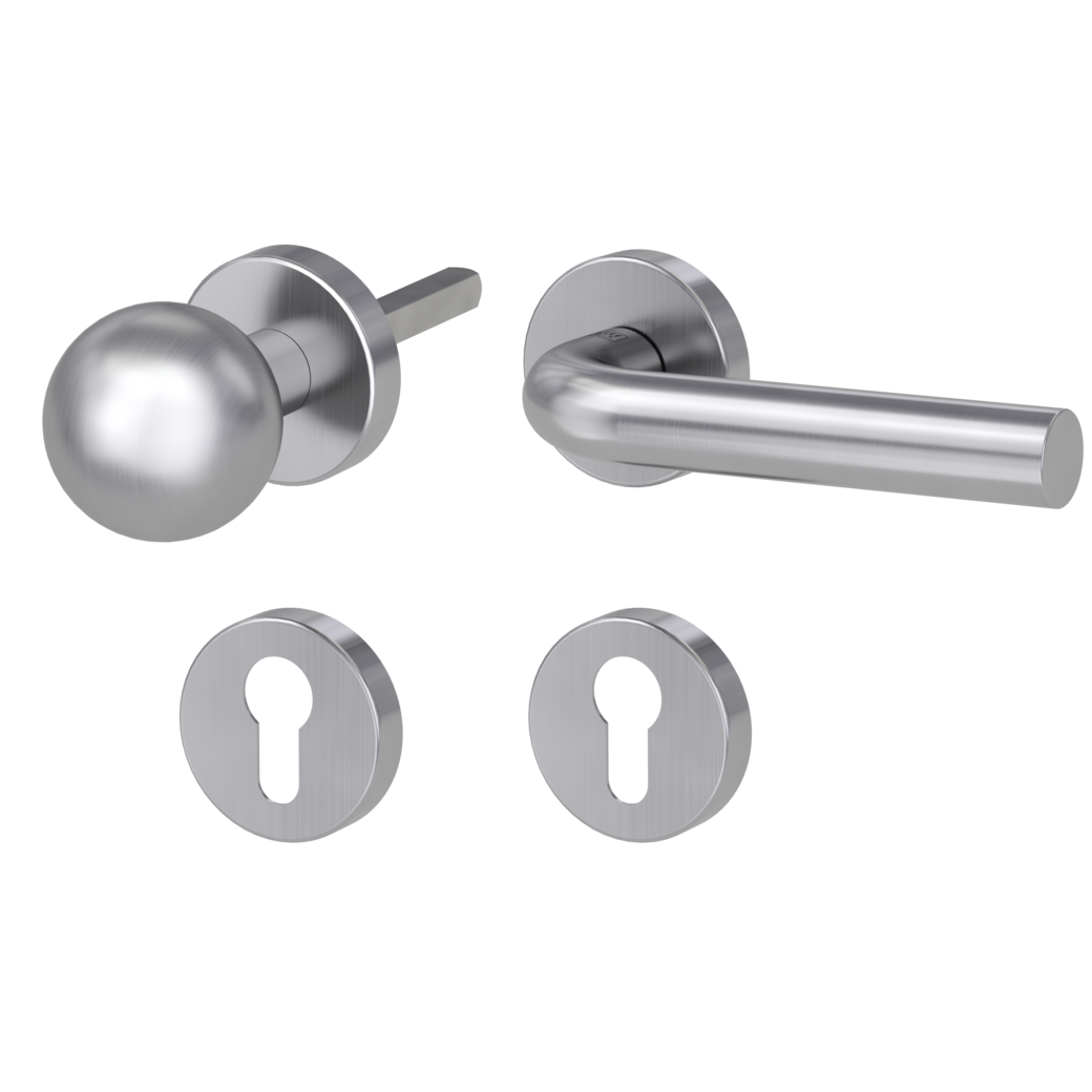 knob handle rose set DANIELA clip on cl3 rose set round knob R4 brushed steel R