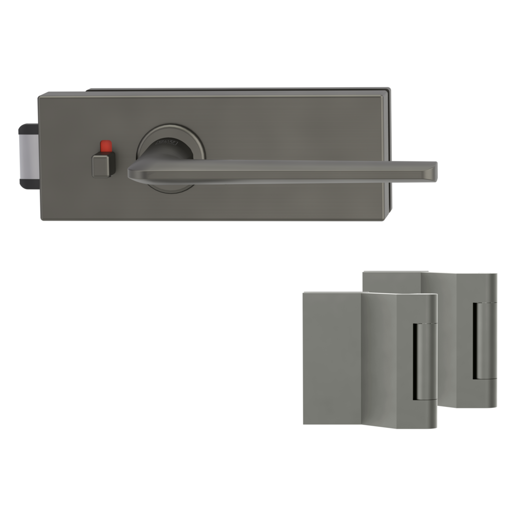 Jgo.Herrajes puerta de cristal PURISTO S smart2lock Silencioso bisagras 3-pzas REMOTE Gris cachemira