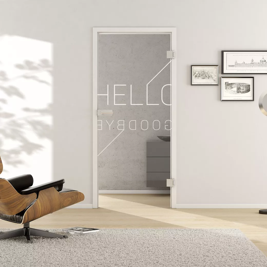 Glass revolving door TYPO 688 LSG PURE WHITE clear 834x1972x8.8mm Studio/Office DIN R