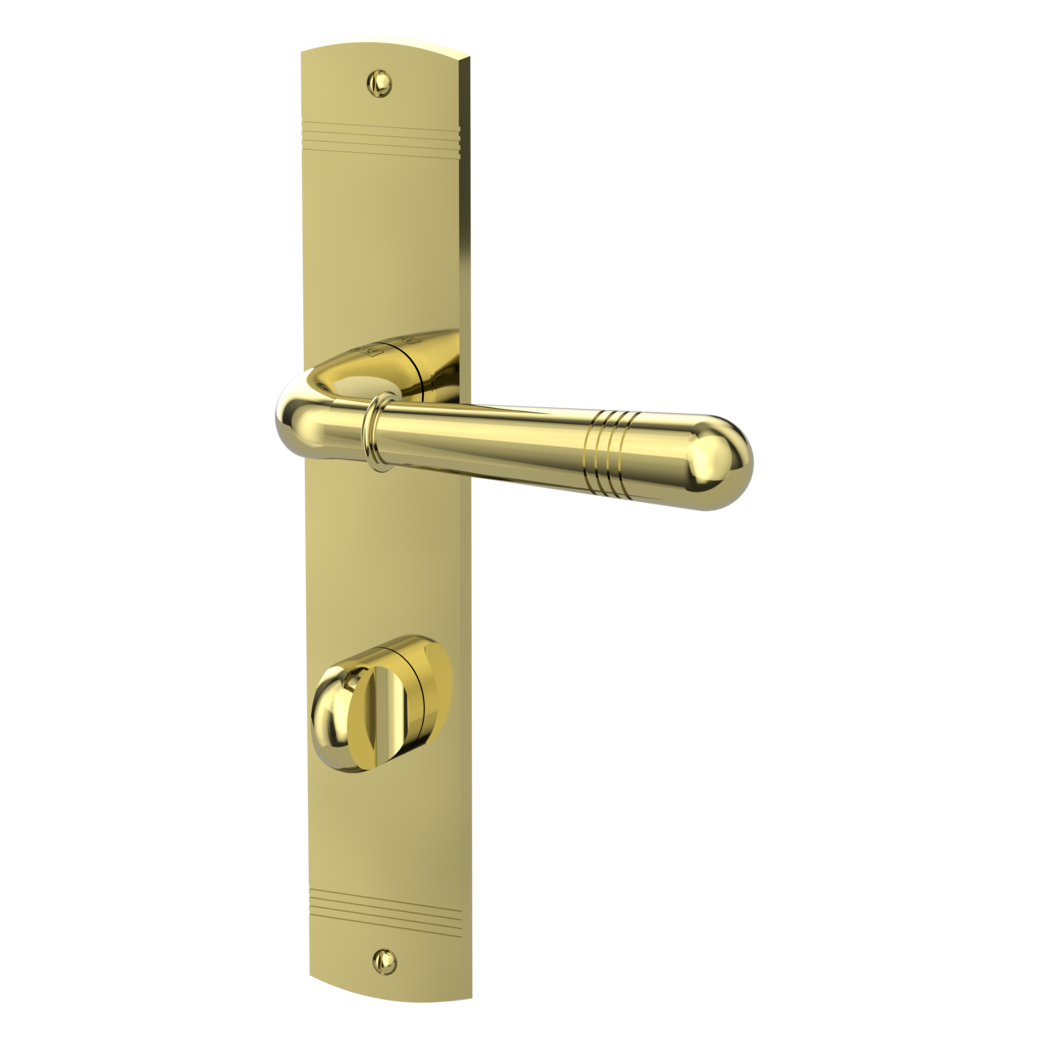 door handle set FABIO deco screw long plate freeform wc brass look