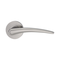 The image shows the Griffwerk door handle set MARISA in the version with rose set round unlockable screw on velvety grey