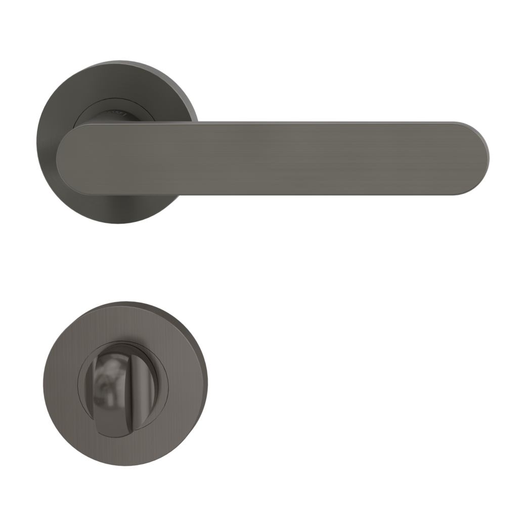 AVUS door handle set Screw-on system GK4 round escutcheons WC cashmere grey