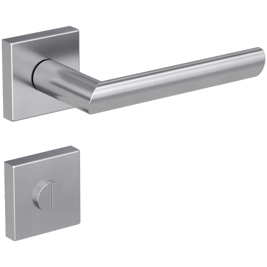 Isolated product image in the right-turned angle shows the GRIFFWERK rose set square OVIDA QUATTRO in the version turn and release - brushed steel - clip on technique outside view