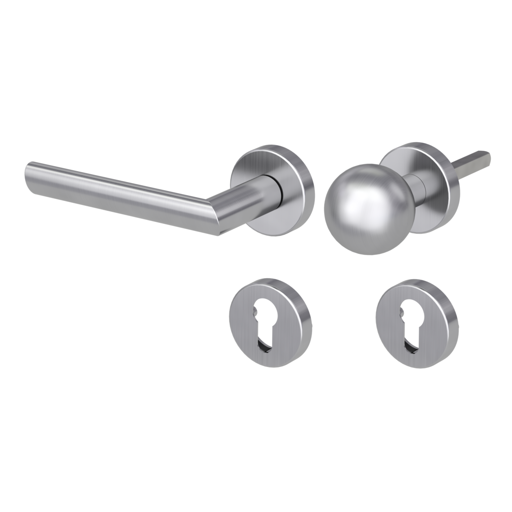 knob handle rose set OVIDA clip on cl3 rose set round knob R4 brushed steel L