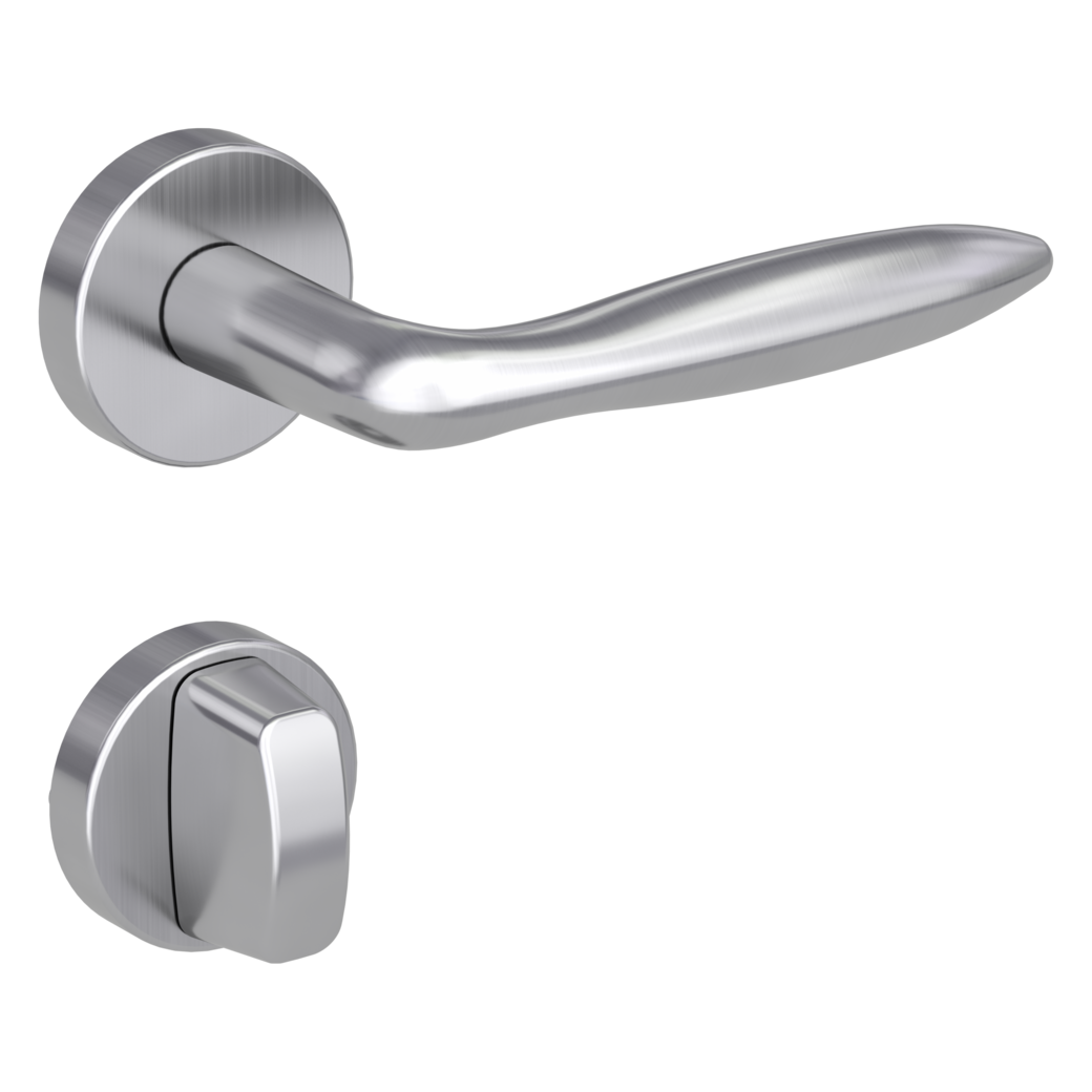 door handle set VERONICA clip on cl3 rose set round wc brushed steel