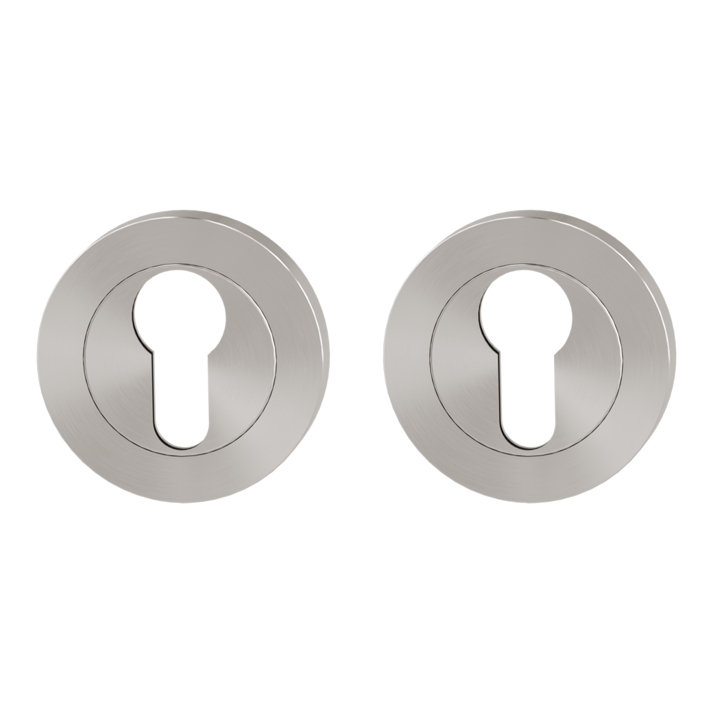Pair of escutcheons zinc round profile cylinder Screw-on system velvet grey