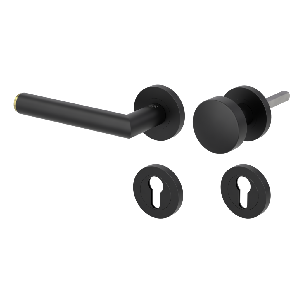 knob handle rose set LUCIA SELECT screw on cl3 rose set round knob R2 graphite black/brass L