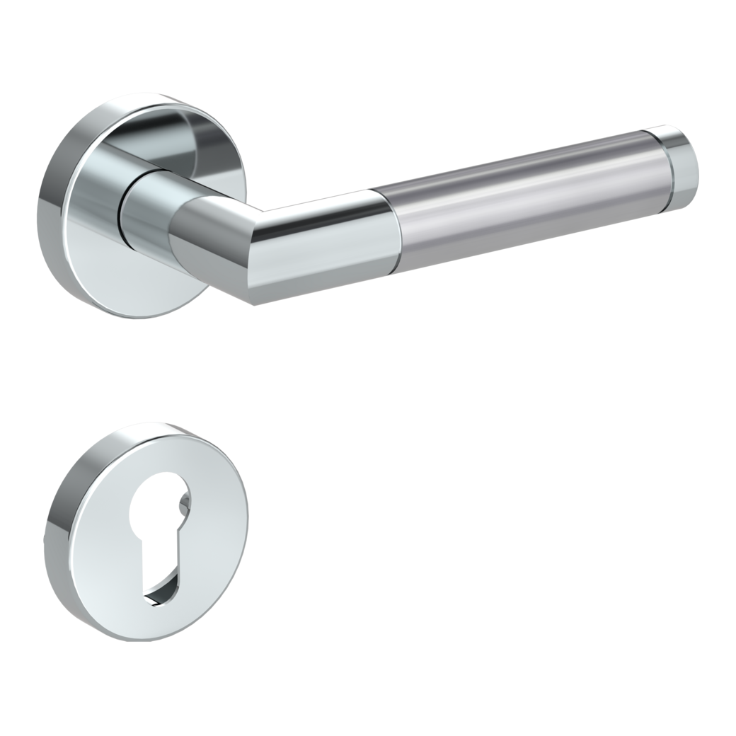 door handle set LOREDANA clip on cl3 rose set round euro profile polished/brushed steel