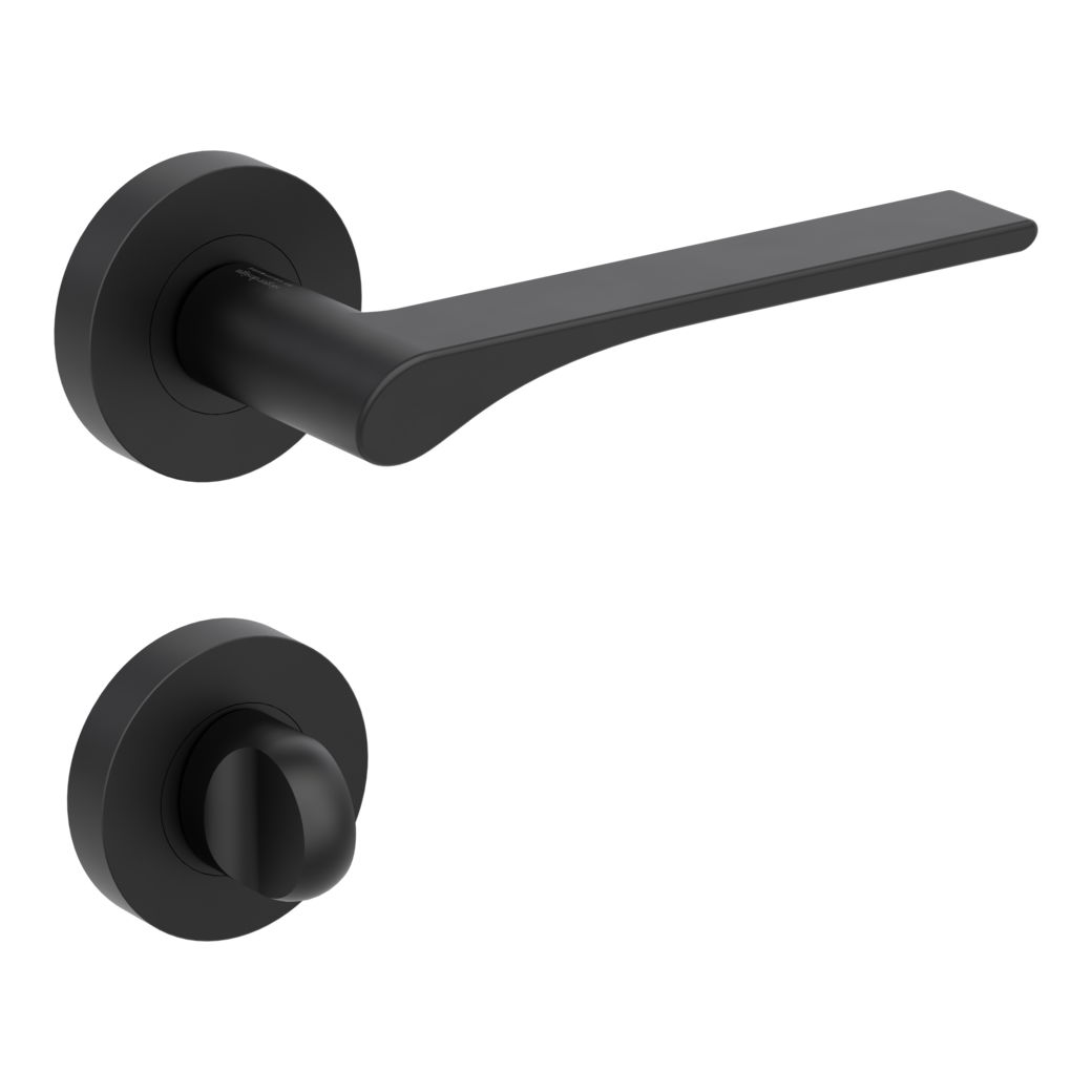LEAF LIGHT door handle set Screw-on system GK4 round escutcheons WC graphite black