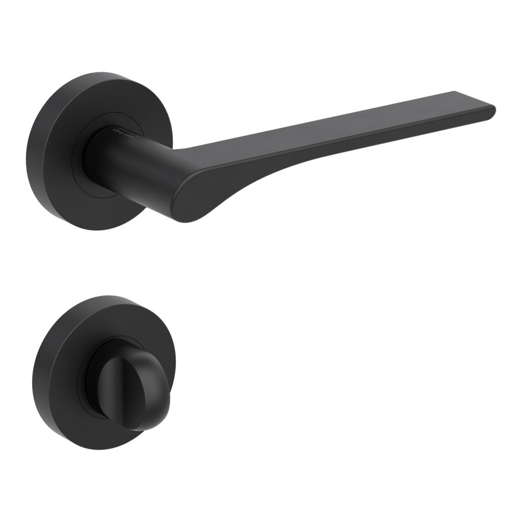 door handle set LEAF LIGHT screw on cl4 rose set round wc graphite black